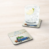 サンタとギフトと美しいクリスマスブルーカー コースター (右側)