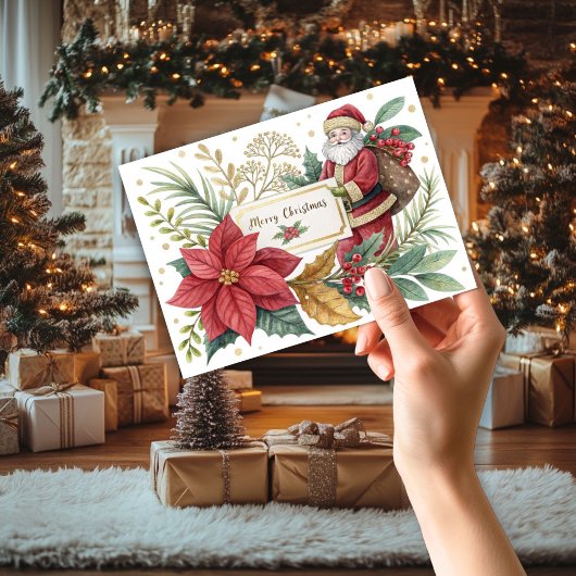 サンタとギフトクリスマスカード サンキューカード