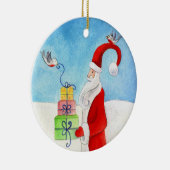 サンタとギフト&バードオーナメント セラミックオーナメント (右)