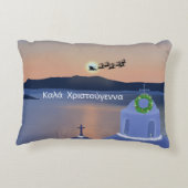 サンタとギリシャのサントリーニでのクリスマス アクセントクッション (裏面)