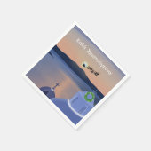 サンタとギリシャのサントリーニでのクリスマス スタンダードカクテルナプキン (角)