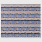 サンタとギリシャのサントリーニでのクリスマス ラッピングペーパー (フラット)