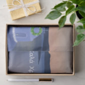 サンタとギリシャのサントリーニでのクリスマス 薄葉紙 (ギフト)