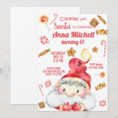 サンタとクッキーの女の子クリスマス招待状 招待状 (正面/裏面)