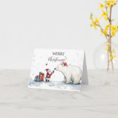 サンタとクマのクリスマスカード カード (黄色い花)