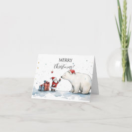 サンタとクマのクリスマスカード カード