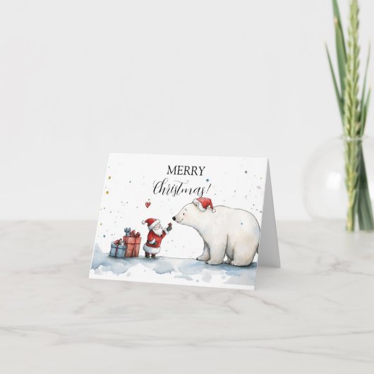 サンタとクマのクリスマスカード カード (正面)