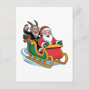 サンタとクランプスの邪悪なダーククリスマスホラーXmas シーズンポストカード