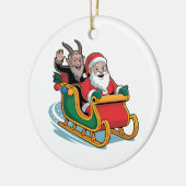 サンタとクランプスエビルダーククリスマスホラークリスマス セラミックオーナメント (左)