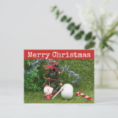 サンタとクリスマスを持つゴルファーへのメリークリスマス ポストカード (スタンド正面)