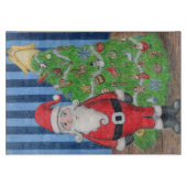 サンタとクリスマスツリーのガラス切り板 カッティングボード (正面)