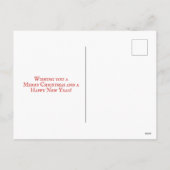 サンタとクリスマスツリー愛国のアメリカ国旗 シーズンポストカード (裏面)