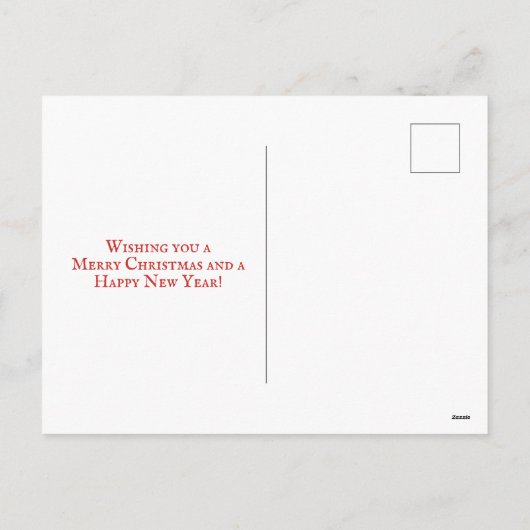 サンタとクリスマスツリー愛国のアメリカ国旗 シーズンポストカード (裏面)