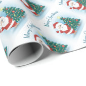 サンタとクリスマスツリー ラッピングペーパー (ロールコーナー)