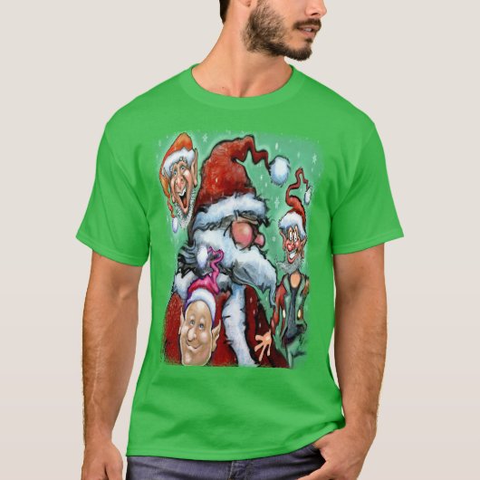 サンタとクリスマス小人 Tシャツ (正面)