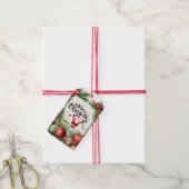 サンタとゴルフメリークリスマスオン金ゴールド ギフトタグ (より糸付き)