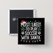 サンタとサッカーする一家のクリスマス 缶バッジ (正面&裏面)