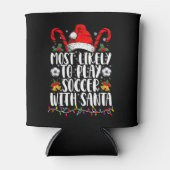 サンタとサッカーする家族のクリスマス 缶クーラー (正面)
