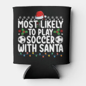 サンタとサッカーをする確率が最も高いクリスマス 缶クーラー (正面)