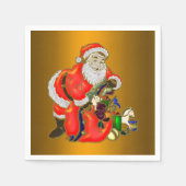 サンタとサックのおもちゃでいっぱいのクリスマス スタンダードカクテルナプキン (正面)