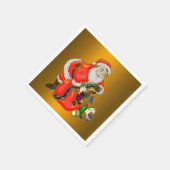 サンタとサックのおもちゃでいっぱいのクリスマス スタンダードカクテルナプキン (角)