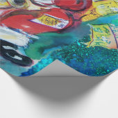 サンタとサックス、クリスマスパーティーナイトブルー ラッピングペーパー (角)