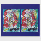 サンタとサックス、クリスマスパーティー ラッピングペーパー (フラット)