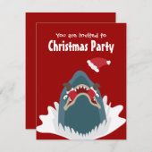 サンタとサメのクリスマスパーティー カスタム招待状 招待状 (正面/裏面)