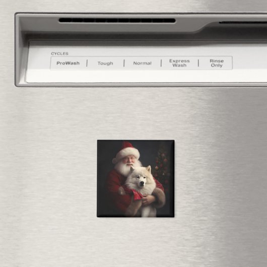 サンタとサモイドサンタフェスティバルクリスマス マグネット (インサイチュ (食洗機))