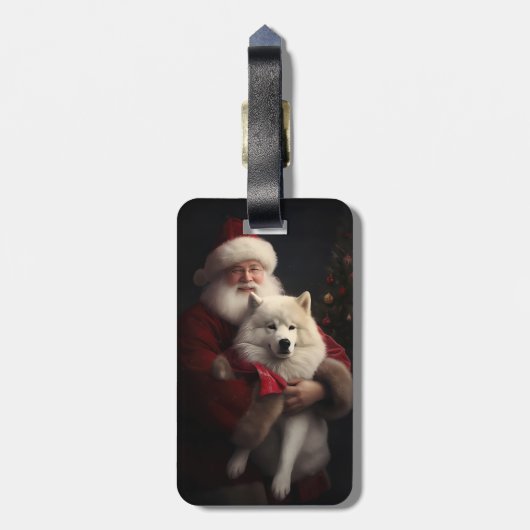 サンタとサモイドサンタフェスティバルクリスマス ラゲッジタグ (裏面縦)