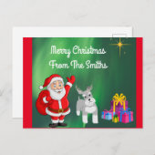 サンタとシュナウザーのカスタムクリスマスハガキ ポストカード (正面/裏面)