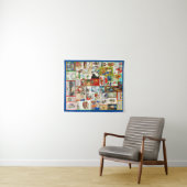 サンタとシーンのヴィンテージクリスマスコラージュ タペストリー (インサイチュ(横))