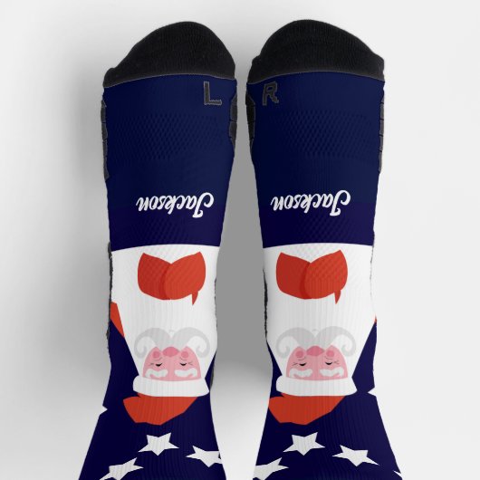 サンタとスターの微笑みを青に ソックス (上部)