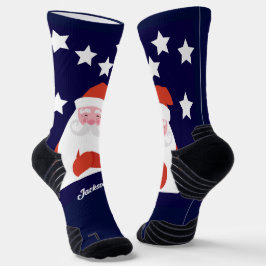 サンタとスターの微笑みを青に ソックス