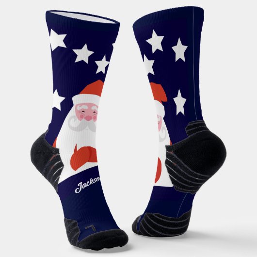 サンタとスターの微笑みを青に ソックス (傾斜あり)