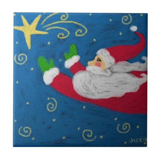 サンタとスター抽象芸術アートセラミックタイル タイル (正面)