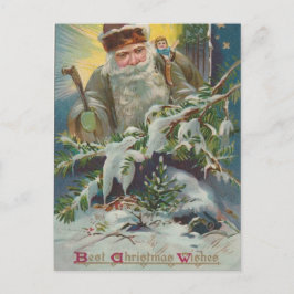 サンタとスノーウィー付きヴィンテージクリスマスポストカード ポストカード