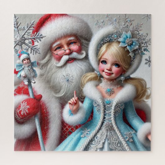 サンタとスノーメイデンのウィンターワンダーランド クリスマス ジグソーパズル (縦)