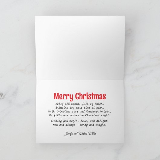 サンタとスリーの署名を追加かわいいクリスマスカード カード (内部)