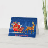 サンタとスリーの署名を追加かわいいクリスマスカード カード (正面)