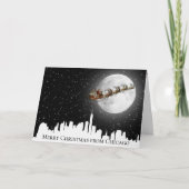 サンタとスリー飛んでいるで大都会のスカイラインを カード (正面)