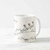 サンタとソリのクリスマス ライン ドローイング コーヒーマグカップ (正面右)