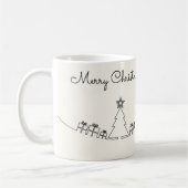 サンタとソリのクリスマス ライン ドローイング コーヒーマグカップ (左)