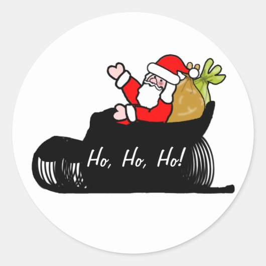 サンタとソリのクリスマス ラウンドシール (正面)