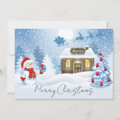 サンタとソリの冬のシーン シーズンカード (正面)