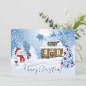 サンタとソリの冬のシーン シーズンカード (スタンド正面)