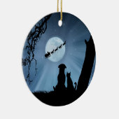 サンタとソリの犬 セラミックオーナメント (右)