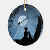 サンタとソリの犬 セラミックオーナメント (左)