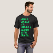 サンタとソリ遊びに夢中な人 Tシャツ (正面フル)
