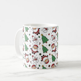 サンタとツリーと雪だるまのクリスマスマグ コーヒーマグカップ